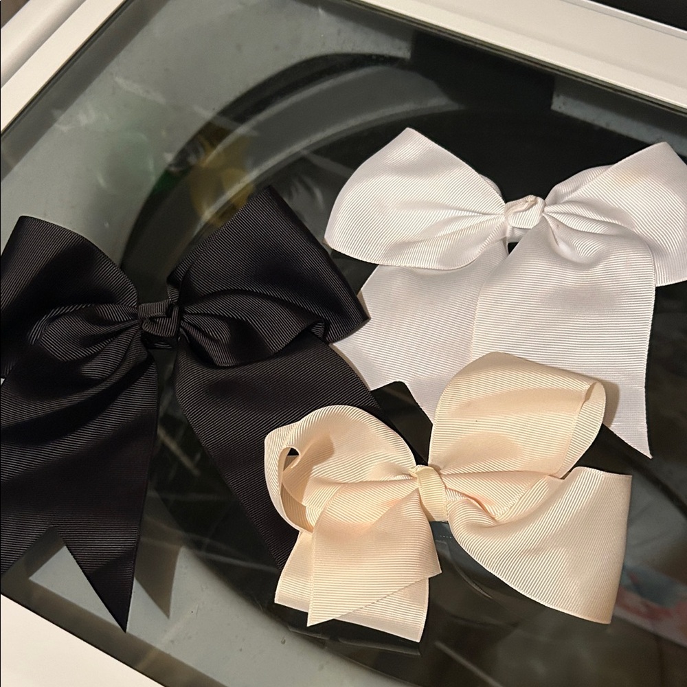 Chic Black, White, and Cream Hair Bows for Kids